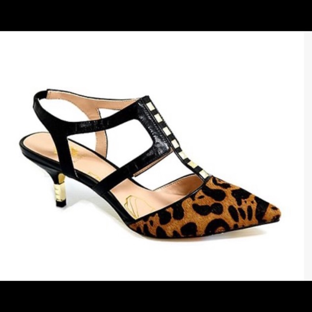 Yellow Box Cheetah Lailah Calf Hair Heels Size 7